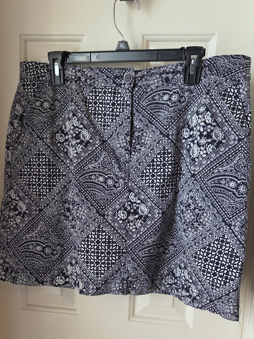 Navy & White Printed A-Line Skort